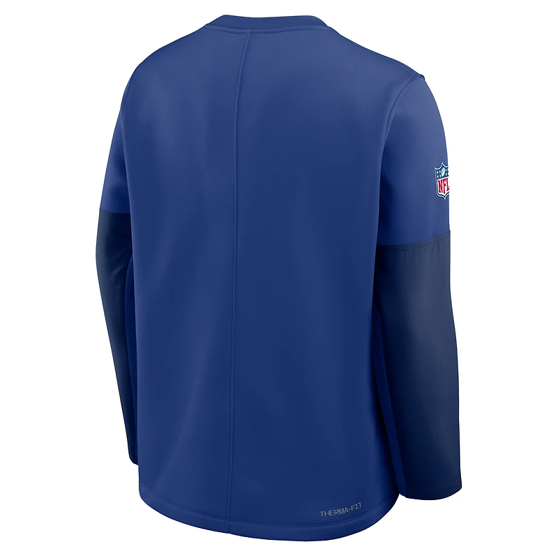 Men's Nike Royal New York Giants Sideline Coach Therma-FIT Long Sleeve T-Shirt