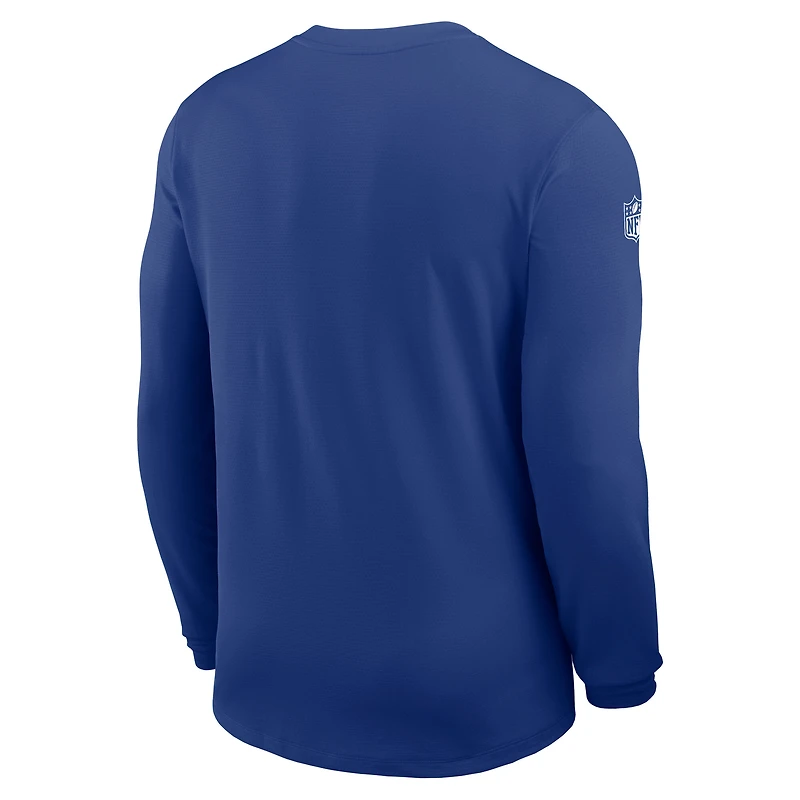 Maillot à manches longues Nike Royal New York Giants Sideline Coach UV Dri-FIT pour homme