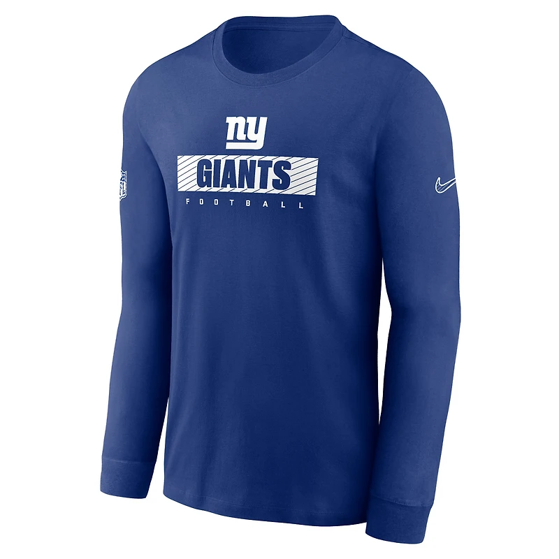 T-shirt à manches longues Nike Royal New York Giants Sideline Dri-FIT pour homme