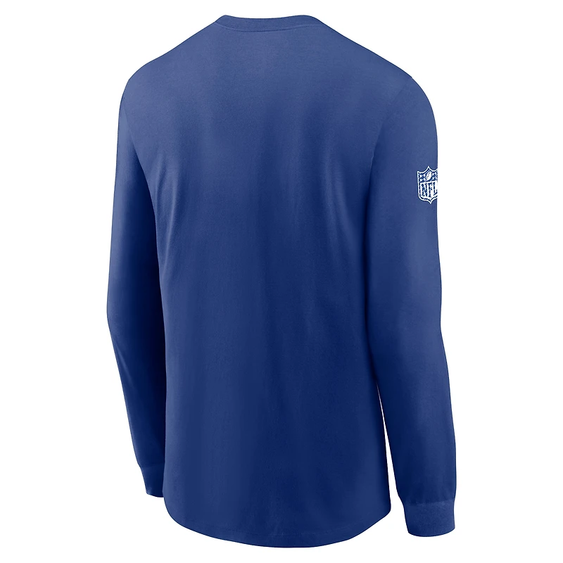 T-shirt à manches longues Nike Royal New York Giants Sideline Dri-FIT pour homme