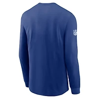 T-shirt à manches longues Nike Royal New York Giants Sideline Dri-FIT pour homme