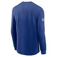T-shirt à manches longues Nike Royal New York Giants Sideline Dri-FIT pour homme