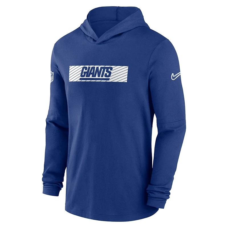 T-shirt à capuche Nike Royal New York Giants Sideline Performance manches longues pour homme