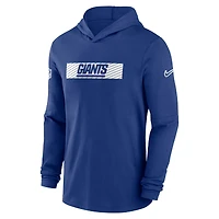 T-shirt à capuche Nike Royal New York Giants Sideline Performance manches longues pour homme