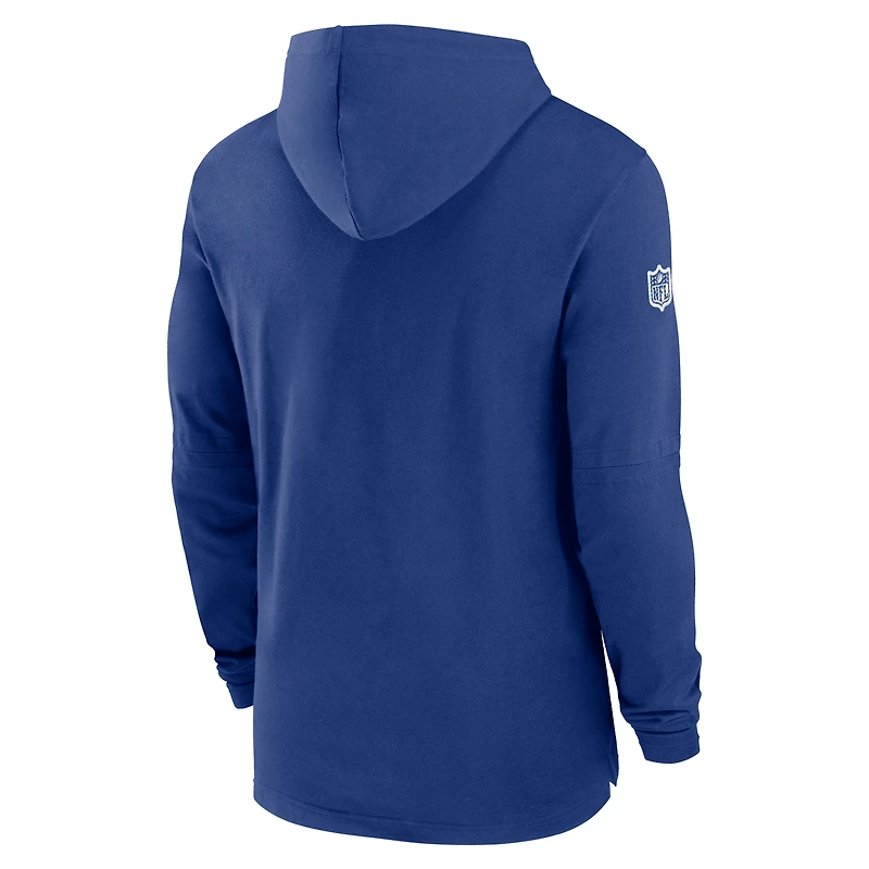 T-shirt à capuche Nike Royal New York Giants Sideline Performance manches longues pour homme