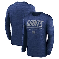 Men's Nike Royal New York Giants Sideline Offensive Transition Velocity Dri-FIT Long Sleeve T-Shirt