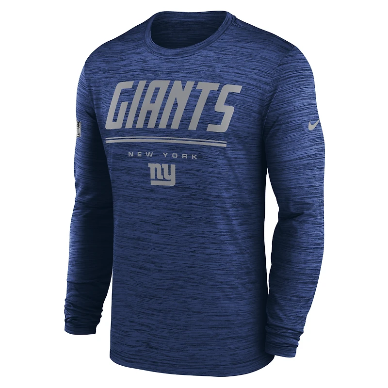 Men's Nike Royal New York Giants Sideline Offensive Transition Velocity Dri-FIT Long Sleeve T-Shirt
