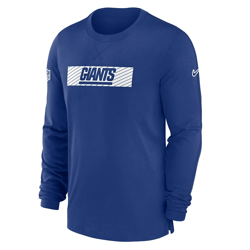 T-shirt à manches longues Nike Royal New York Giants Sideline Player Performance pour homme