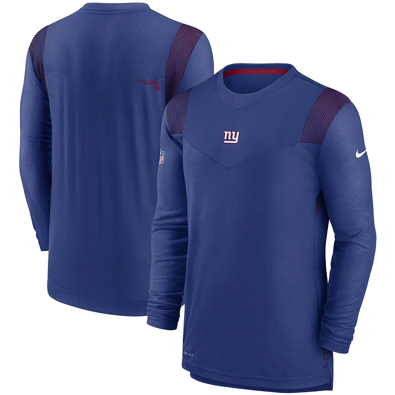 T-shirt à manches longues Nike Royal New York Giants Sideline Player UV Performance pour homme