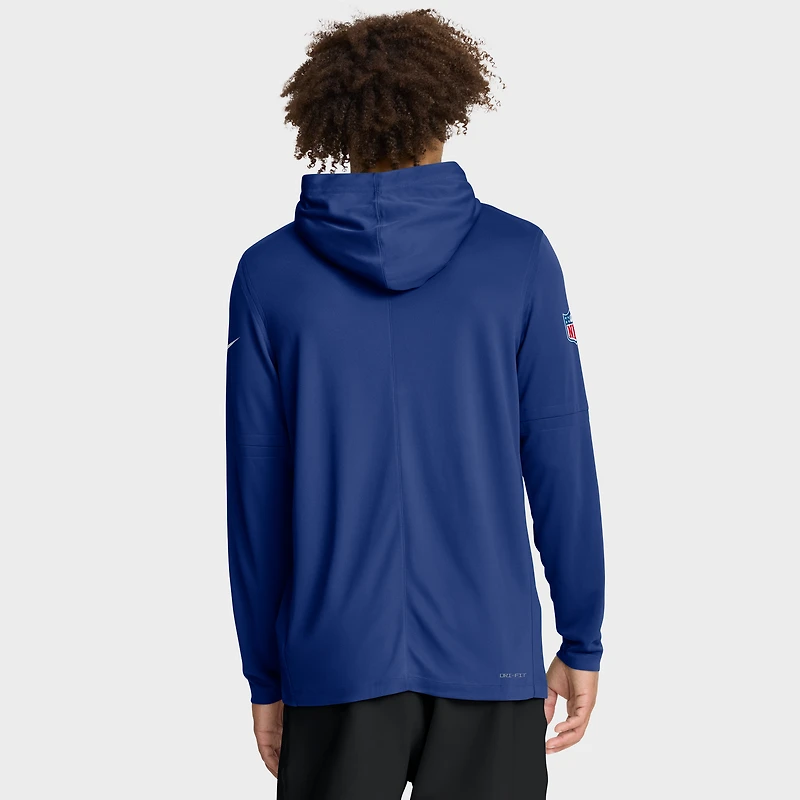 T-shirt à capuche manches longues Nike Royal New York Giants Sideline Pure Fury Dri-FIT pour homme