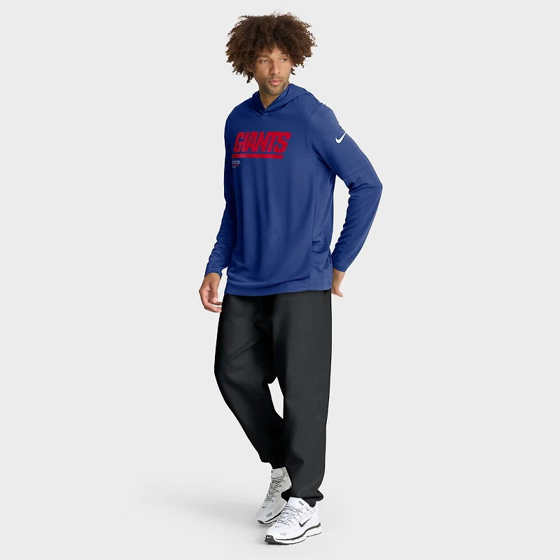 T-shirt à capuche manches longues Nike Royal New York Giants Sideline Pure Fury Dri-FIT pour homme
