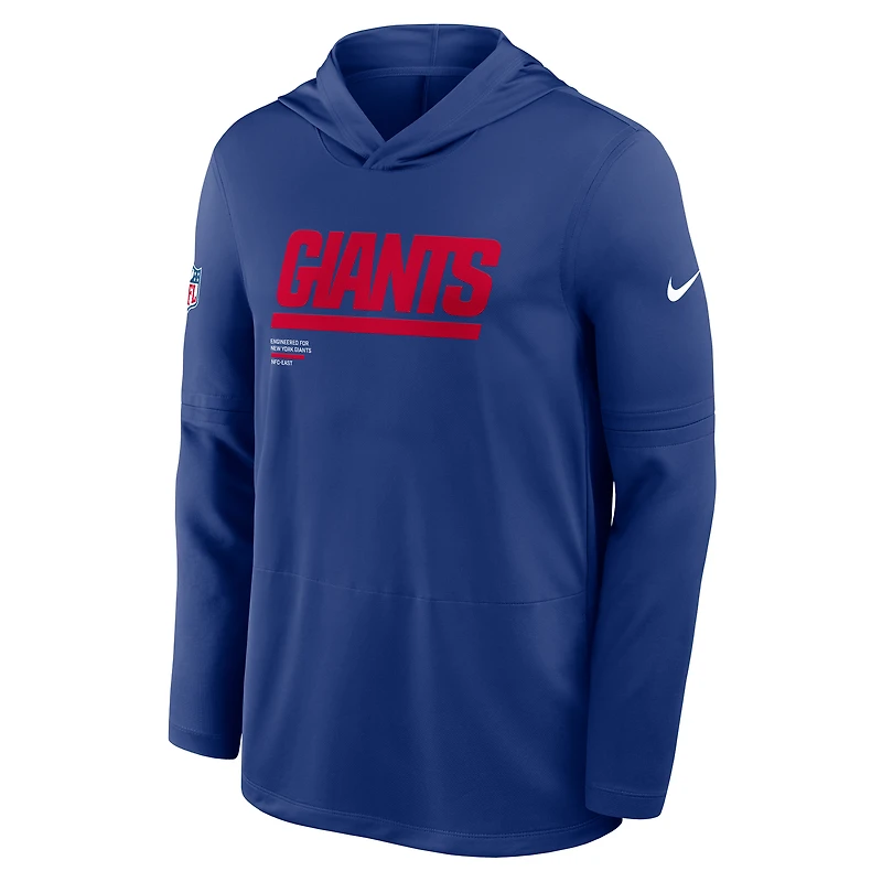 T-shirt à capuche manches longues Nike Royal New York Giants Sideline Pure Fury Dri-FIT pour homme