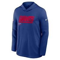 T-shirt à capuche manches longues Nike Royal New York Giants Sideline Pure Fury Dri-FIT pour homme