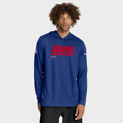 T-shirt à capuche manches longues Nike Royal New York Giants Sideline Pure Fury Dri-FIT pour homme