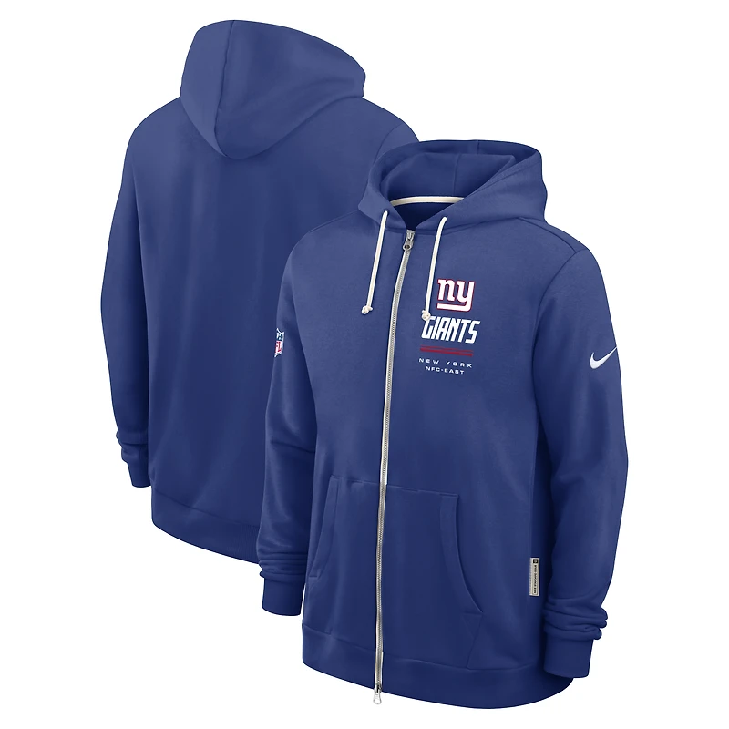 Sweat à capuche zippé Nike Royal New York Giants Sideline Standard Issue Dri-FIT pour homme
