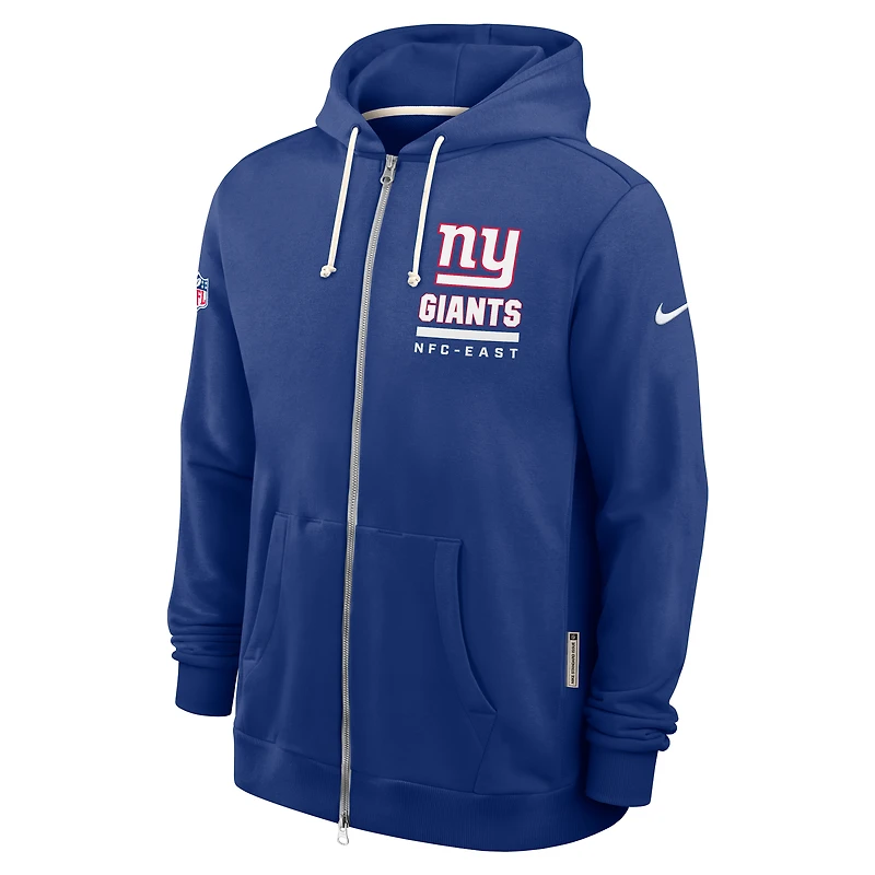 Sweat à capuche Nike Royal New York Giants Sideline Standard Issue Utility Player Dri-FIT entièrement zippé pour homme