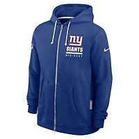 Sweat à capuche Nike Royal New York Giants Sideline Standard Issue Utility Player Dri-FIT entièrement zippé pour homme