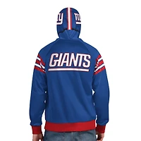 Veste de survêtement à capuche zippée Pro Player pour homme, bleu royal/rouge, New York Giants Helmet