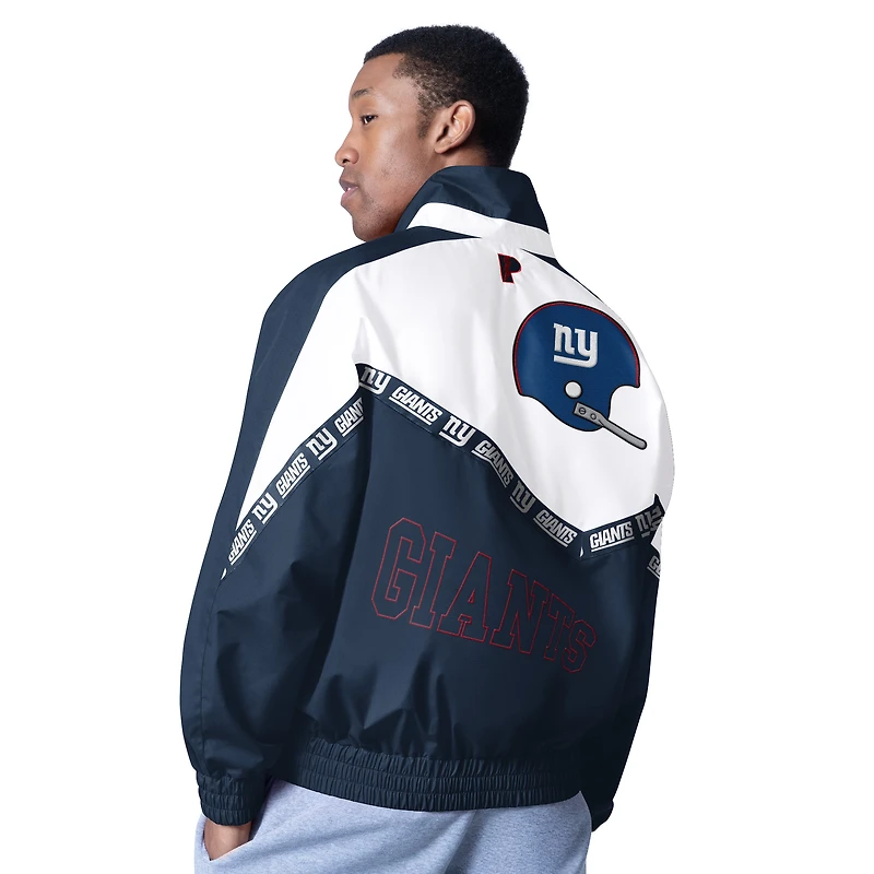 Veste légère à fermeture éclair complète Pro Player pour homme, blanc/bleu marine, New York Giants Tape II