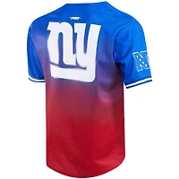 Men's Pro Standard Royal/Red New York Giants Ombre Mesh Button-Up Shirt