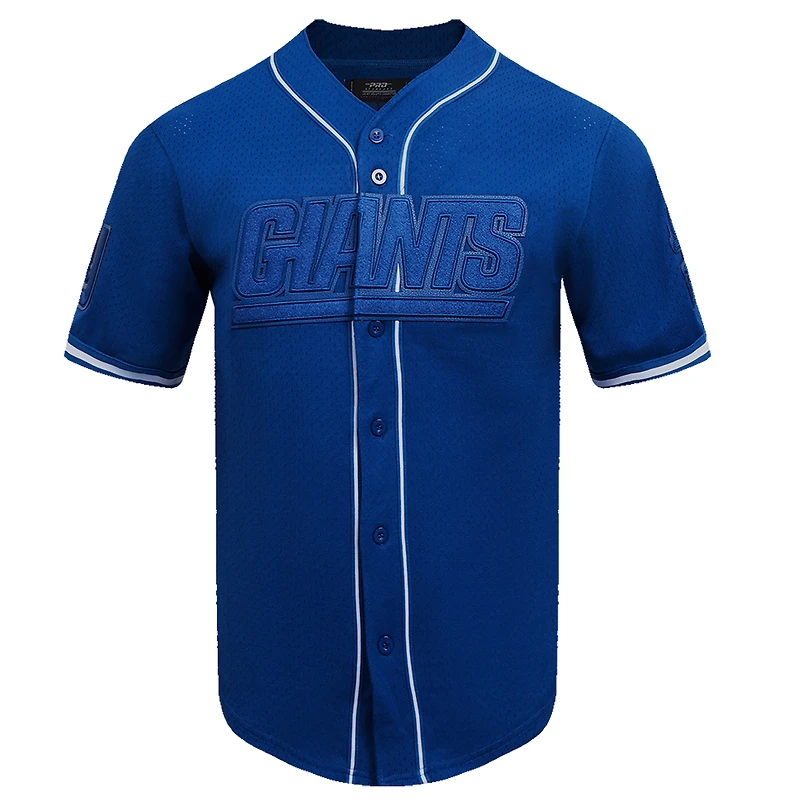 Men's Pro Standard Royal New York Giants Triple Tonal Mesh Button-Up Shirt