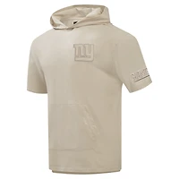 Men's Pro Standard Tan New York Giants Neutrals Capsule Short Sleeve Pullover Hoodie