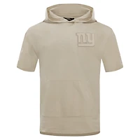 Men's Pro Standard Tan New York Giants Neutrals Capsule Short Sleeve Pullover Hoodie