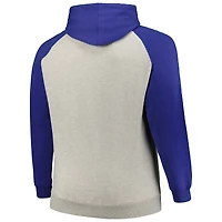 Profil pour hommes Heather Grey/Royal New York Giants Big & Tall Favorite Arch Throwback Raglan Pull à capuche