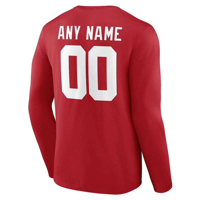 Men's Red New York Giants Team Authentic Personalized Name & Number Long Sleeve T-Shirt