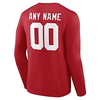 Men's Red New York Giants Team Authentic Personalized Name & Number Long Sleeve T-Shirt