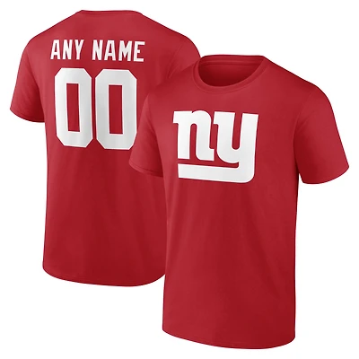 Men's Red New York Giants Team Authentic Personalized Name & Number T-Shirt