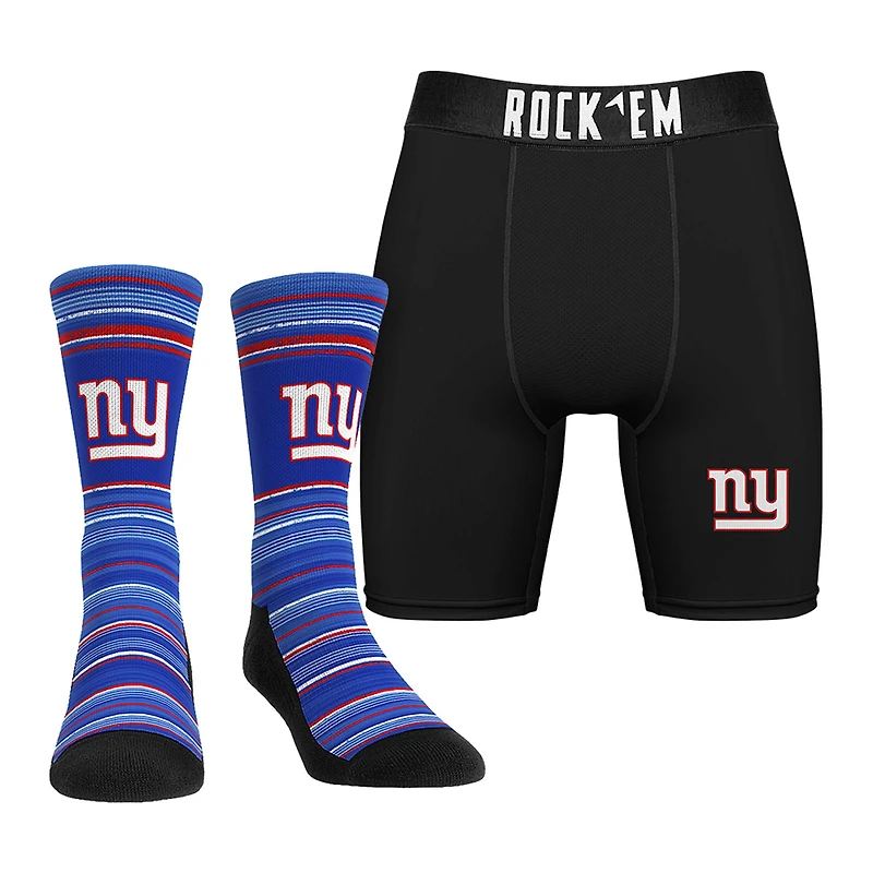 Lot de chaussettes et caleçons boxeurs Rock Em Socks pour hommes des New York Giants