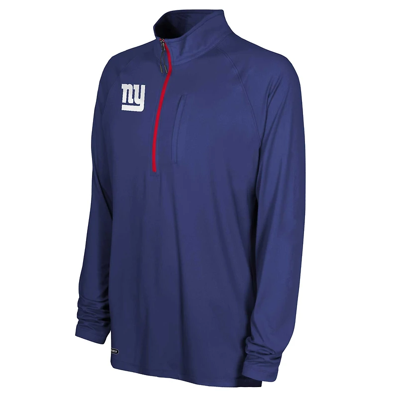 Men's Royal New York Giants Combine Authentic Raglan Quarter-Zip Top