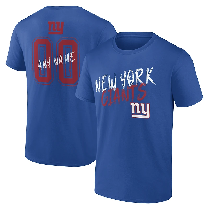 Men's Royal New York Giants Hustle Personalized Name & Number T-Shirt
