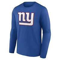 Men's Royal New York Giants Team Authentic Personalized Name & Number Long Sleeve T-Shirt