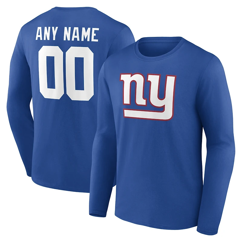 Men's Royal New York Giants Team Authentic Personalized Name & Number Long Sleeve T-Shirt