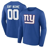 Men's Royal New York Giants Team Authentic Personalized Name & Number Long Sleeve T-Shirt