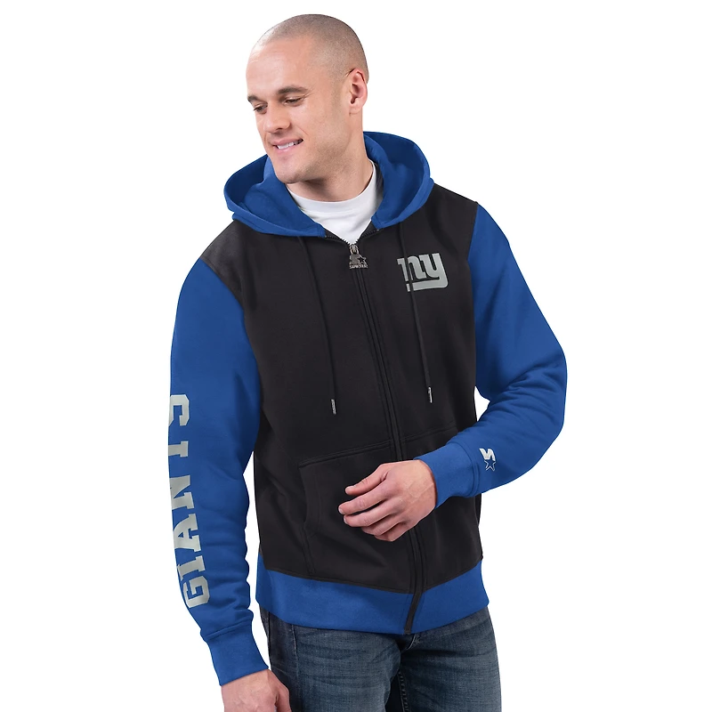 Sweat à capuche zippé noir/bleu royal pour homme des New York Giants Thursday Night Gridiron