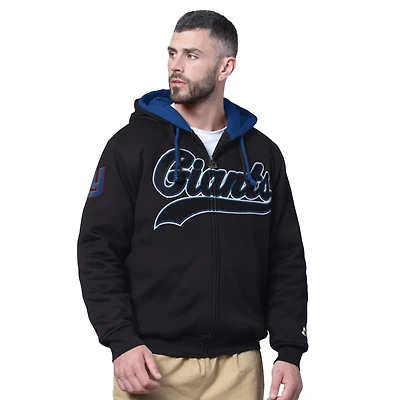 Men's Starter Black New York Giants Big Shot Full-Zip Double Hoodie