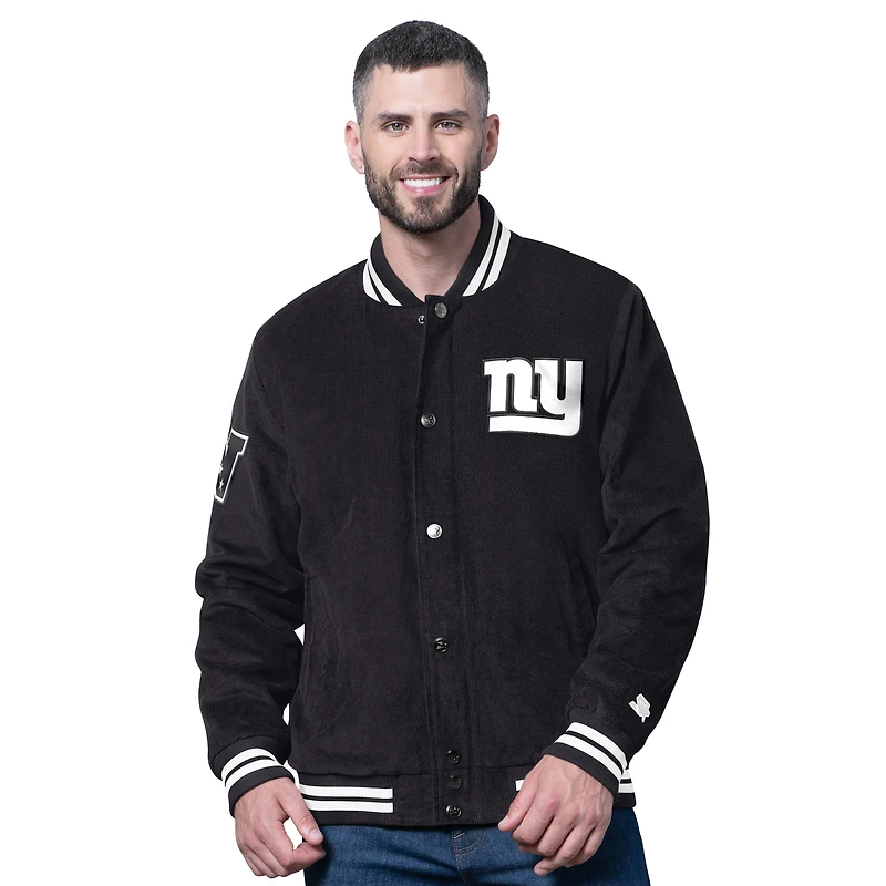 Veste universitaire noire en velours côtelé noir Starter pour homme des New York Giants