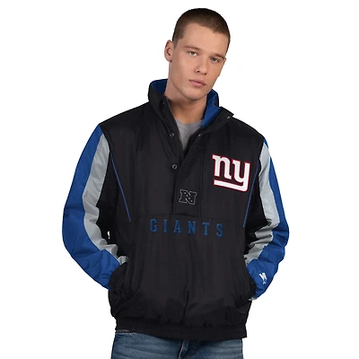 Men's Starter Black New York Giants Thursday Night Gridiron Half-Zip Jacket