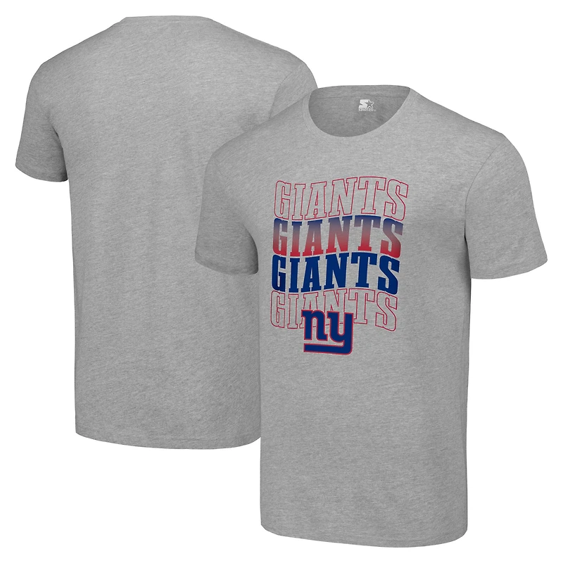 Men's Starter Heather Gray New York Giants Four Team Name Logo T-Shirt