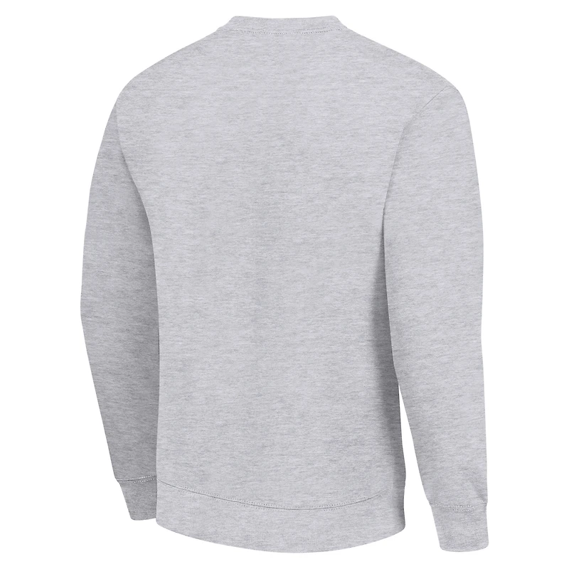 Men's Starter Heather Gray New York Giants Player Grid Pullover Sweatshirt