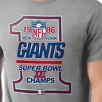 Men's Starter Heather Gray New York Giants Super Bowl XXI Champions T-Shirt