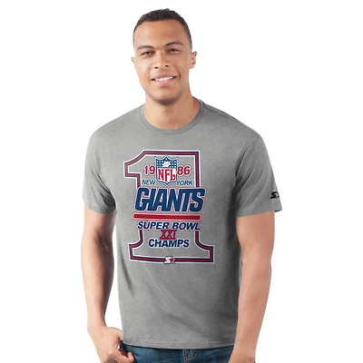T-shirt Starter pour homme, gris chiné, New York Giants, champions du Super Bowl XXI