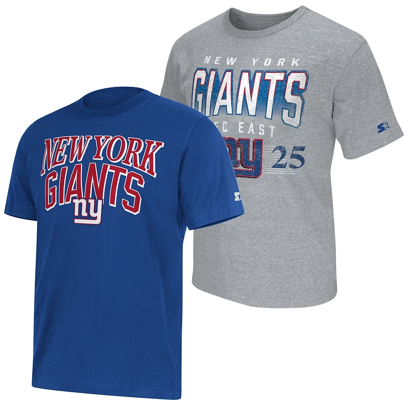Men's Starter Royal/Gray New York Giants Two-Pack Logo T-Shirt Set