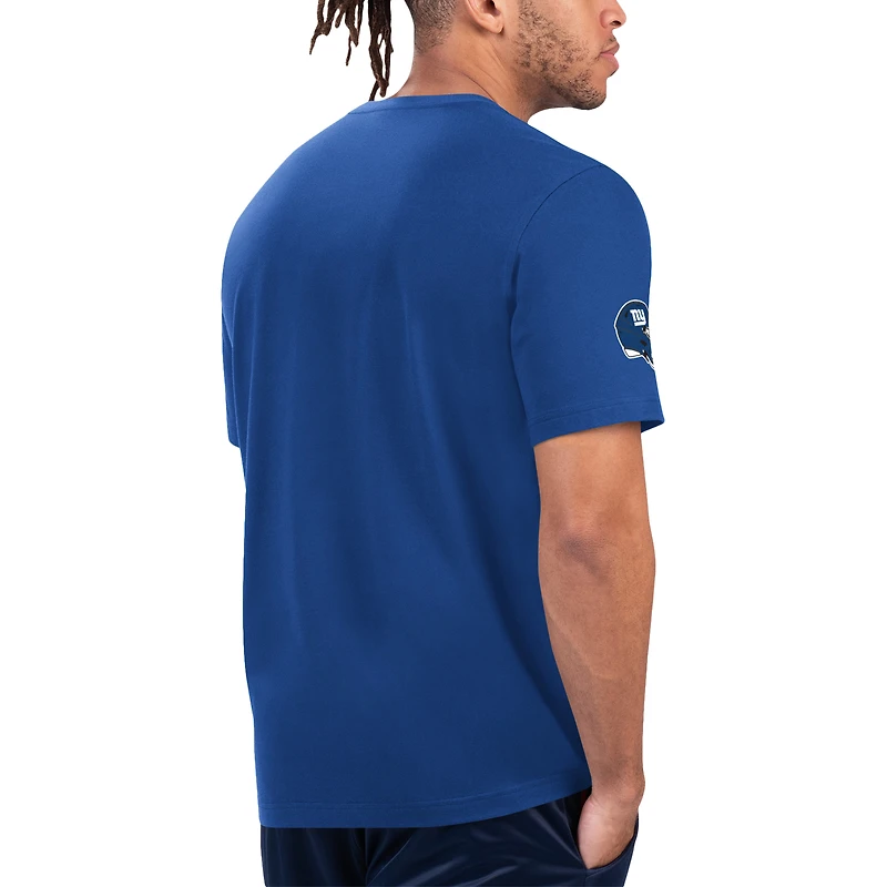 T-shirt Starter Royal/Rouge pour hommes, ligne d'arrivée des Giants de New York