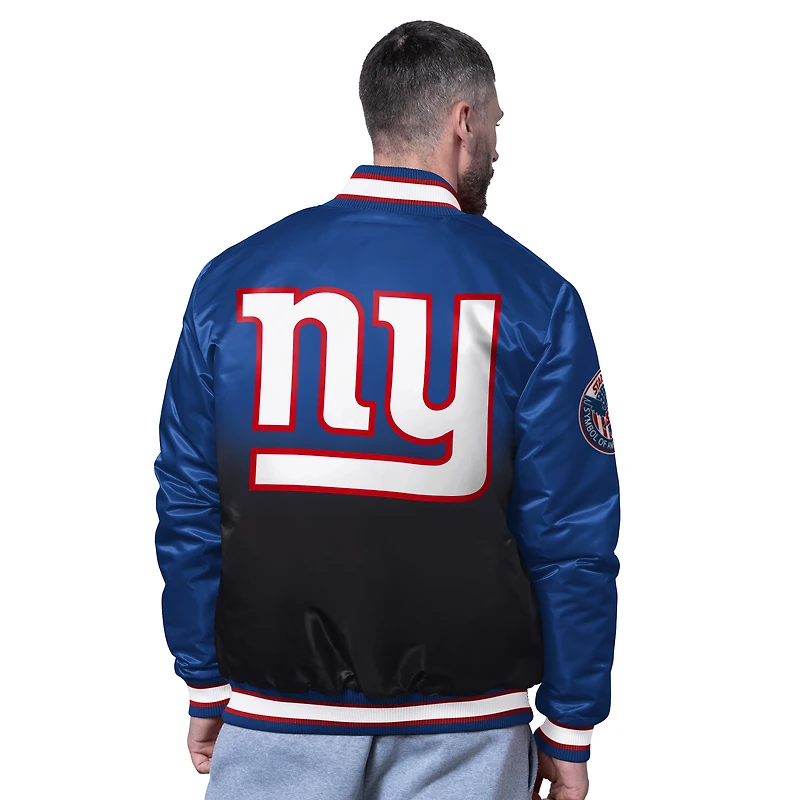 Veste universitaire à boutons-pression pour homme Starter Royal New York Giants Pass Rush