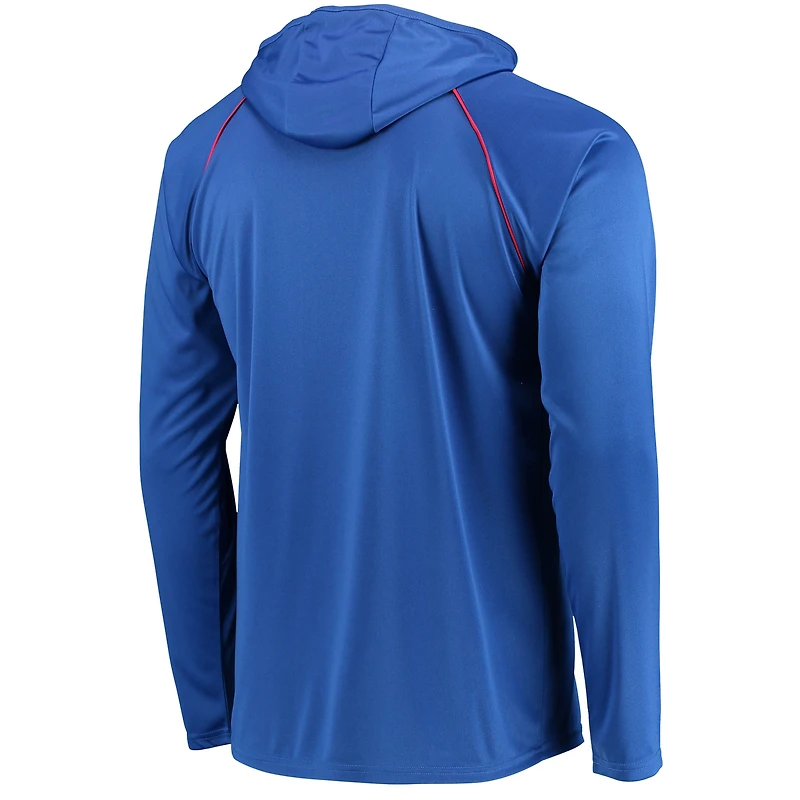 Men's Starter Royal New York Giants Raglan Long Sleeve Hoodie T-Shirt