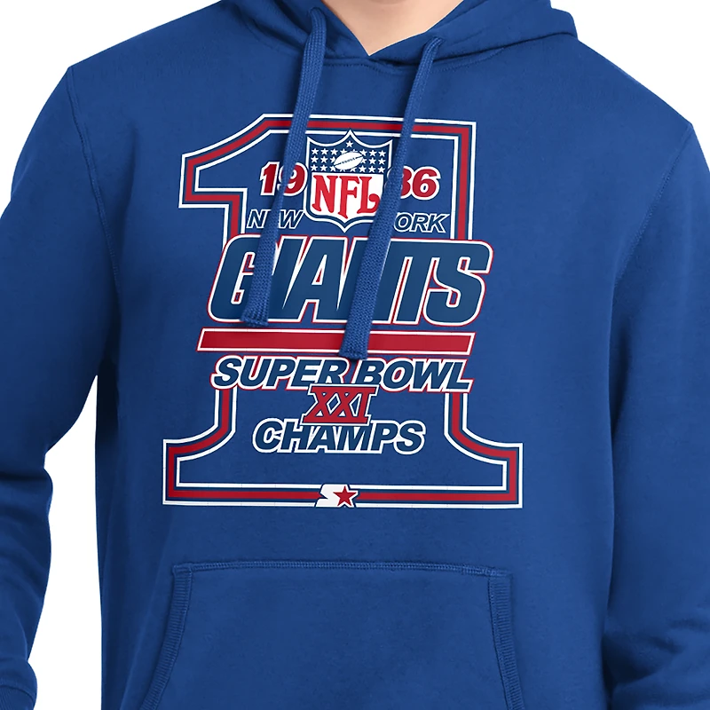 Men's Starter Royal New York Giants Super Bowl XXI Champions Hoodie